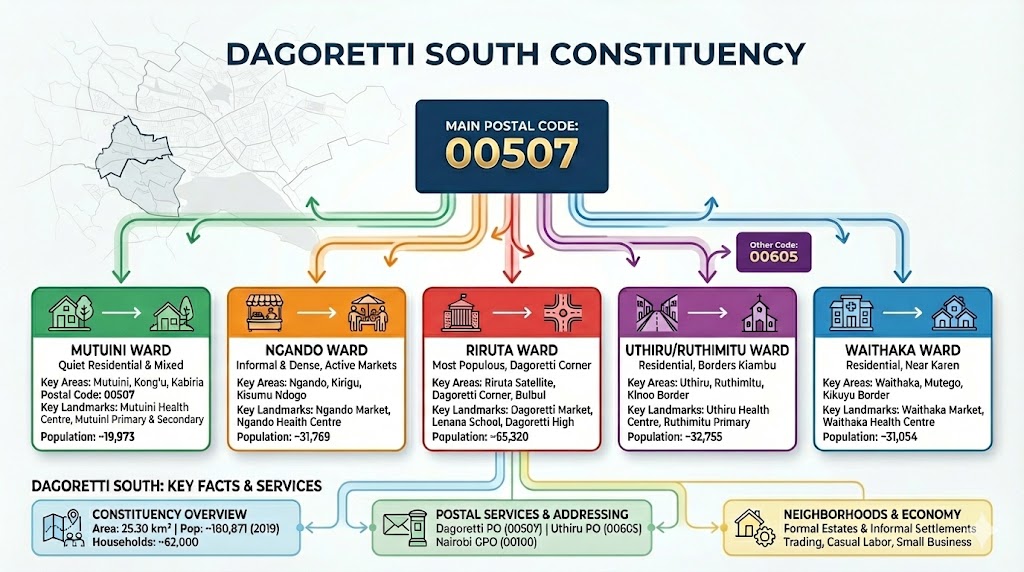 Dagoretti South Nairobi postal code 00100 area